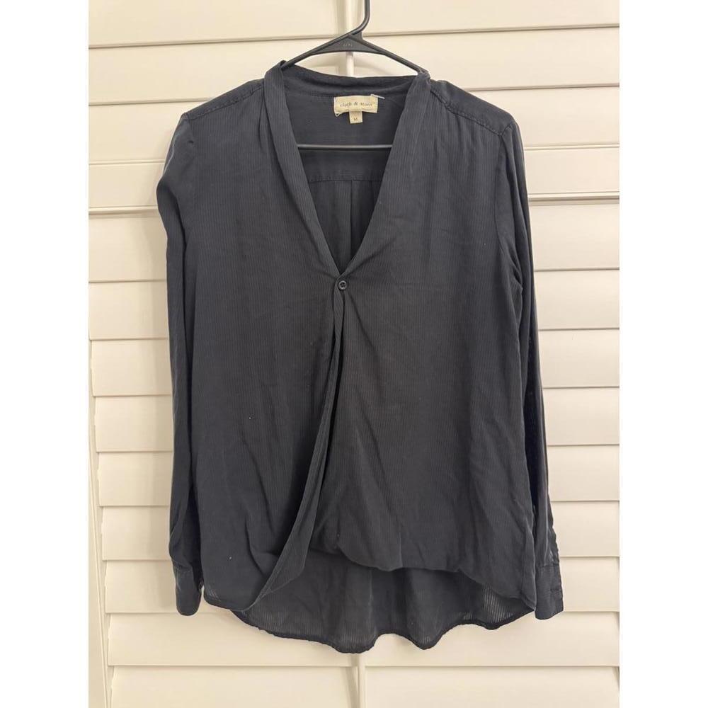 Cloth‎ & Stone by Anthropologie faux wrap V neck long sleeve blouse in size M